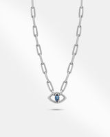 Evil Eye Silver Pendant With Blue Stone
