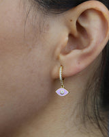 Evil Eye Drop Earring With Purple Color-1
