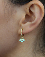 Evil Eye Drop Earring in Green Color-1