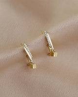 Gold Cube Hoop Earrings-3