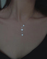 Cubic Zirconia Star Link Chain Necklace-1