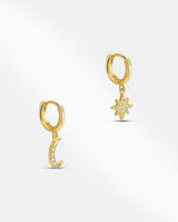 Star and Moon Design Hoop Earring