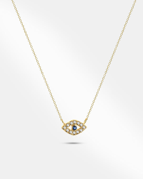Evil Eye Gold Tone Stainless Steel Chain Necklace