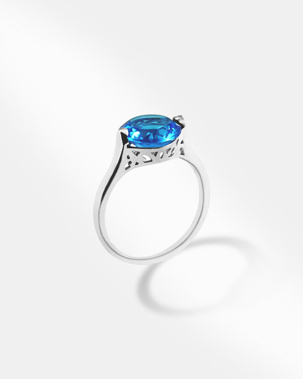Blue Solitaire Stone Ring