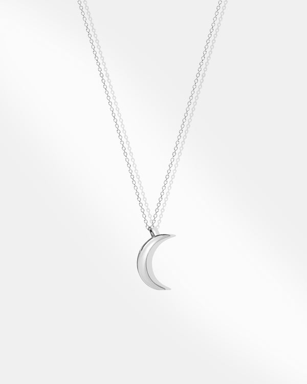 Silver Moon Pendant Chain Necklace