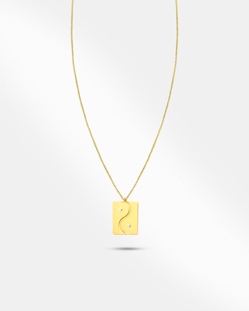 Rectangle Pendant With Gold Chain