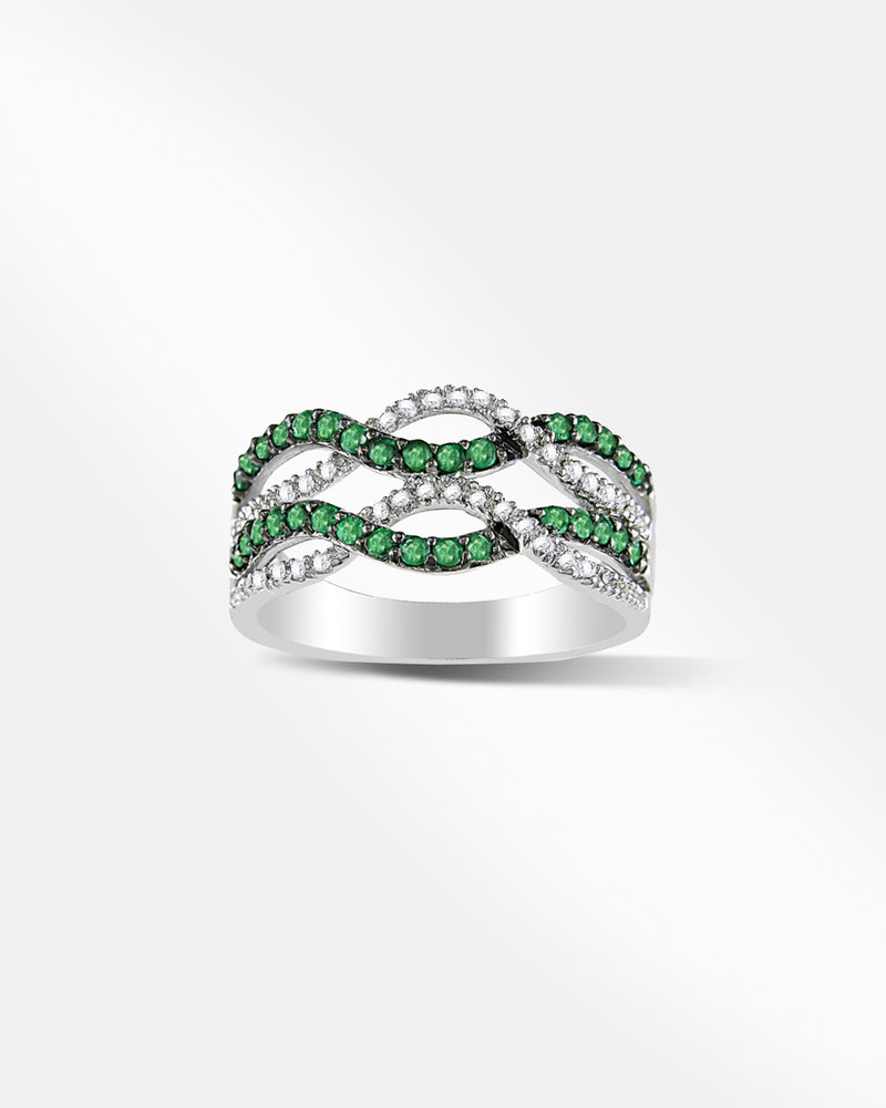 Green and White Stone Ring