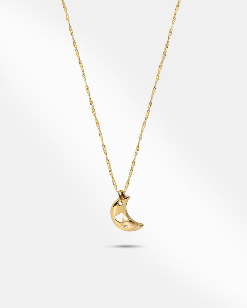 Gold Moon Pendant Chain Necklace