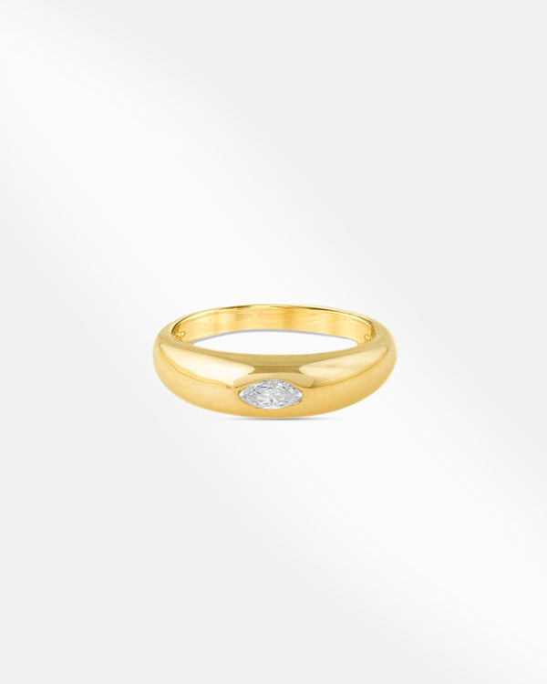 14K Plated Gold Ring With Stone