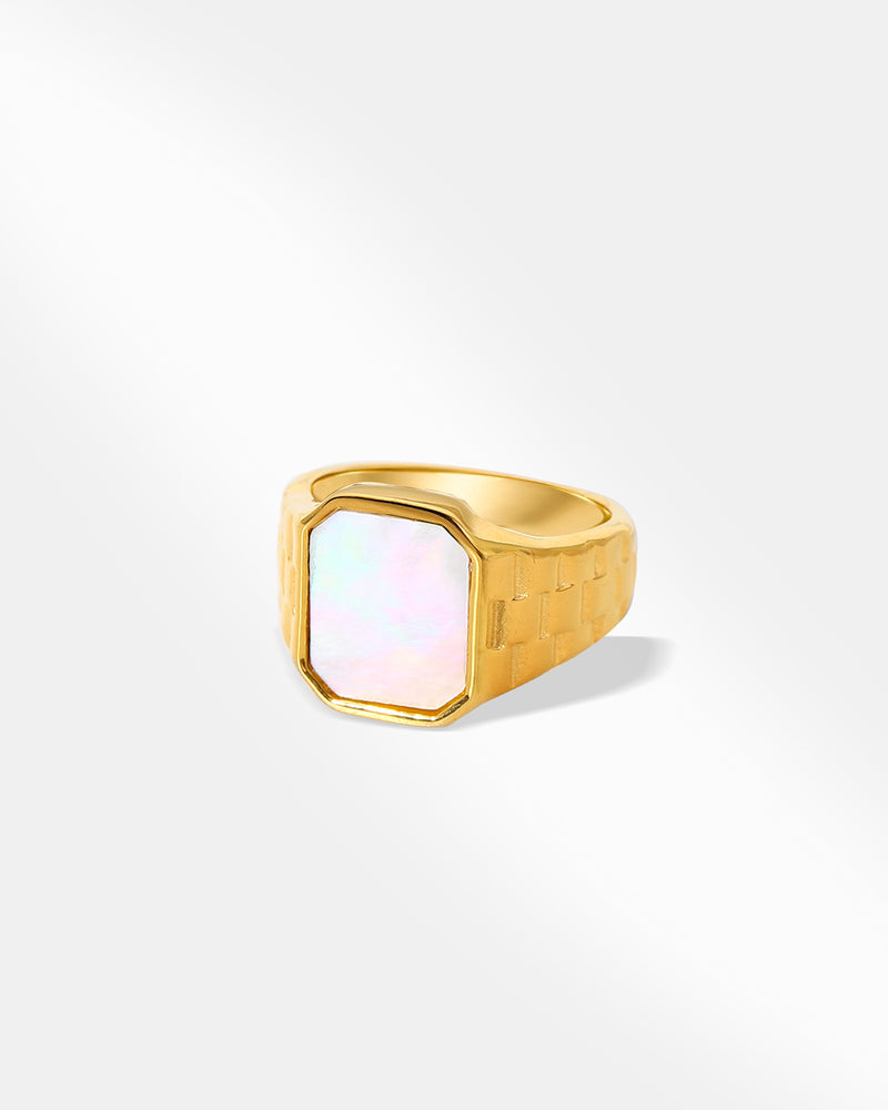 Gold Plated Ring  White Shell