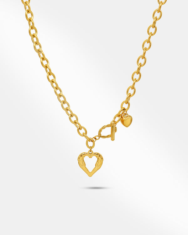 Women Hollow Heart Chain Necklace