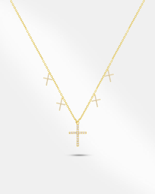 Triple Cross Choker Chain Necklace