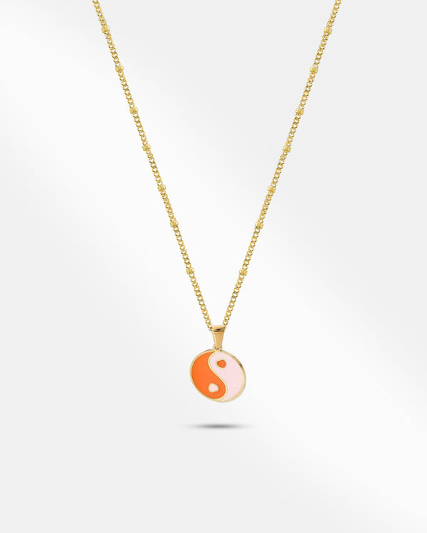 Orange and White Pendant Chain Necklace