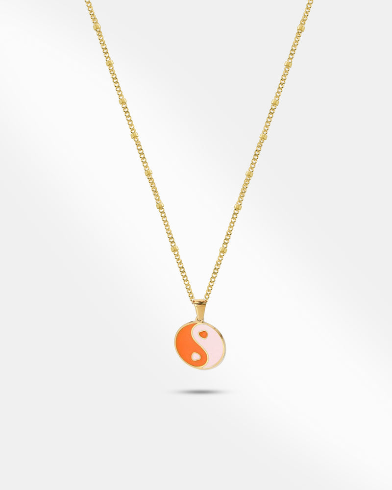 Orange and White Pendant Chain Necklace