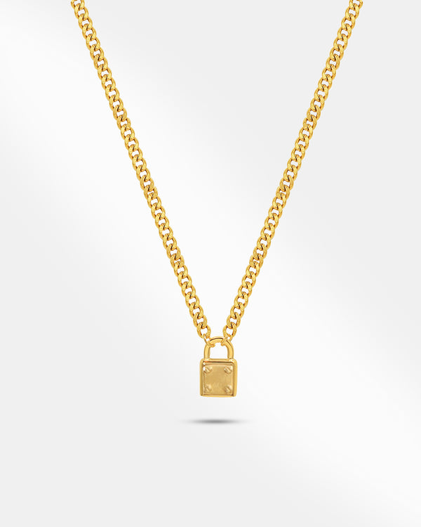 Gold Plated Chain with Lock Pendant