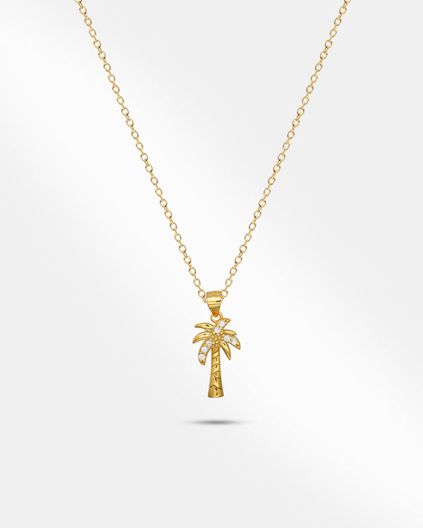 Gold Plated Necklace With Palm Design Pendant 