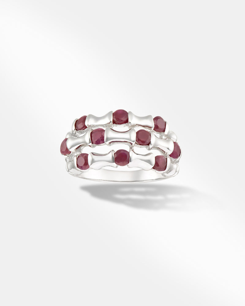 Sterling Silver Ring With Red Stone