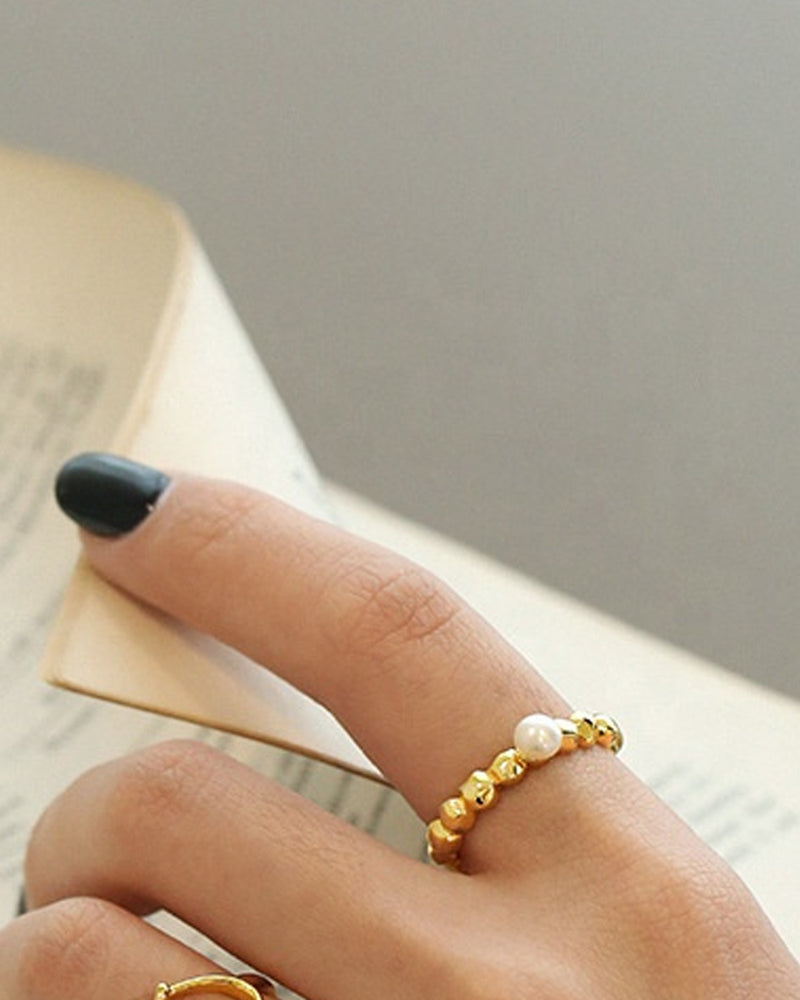 18K Gold Plated Pearl Stone Ring-1