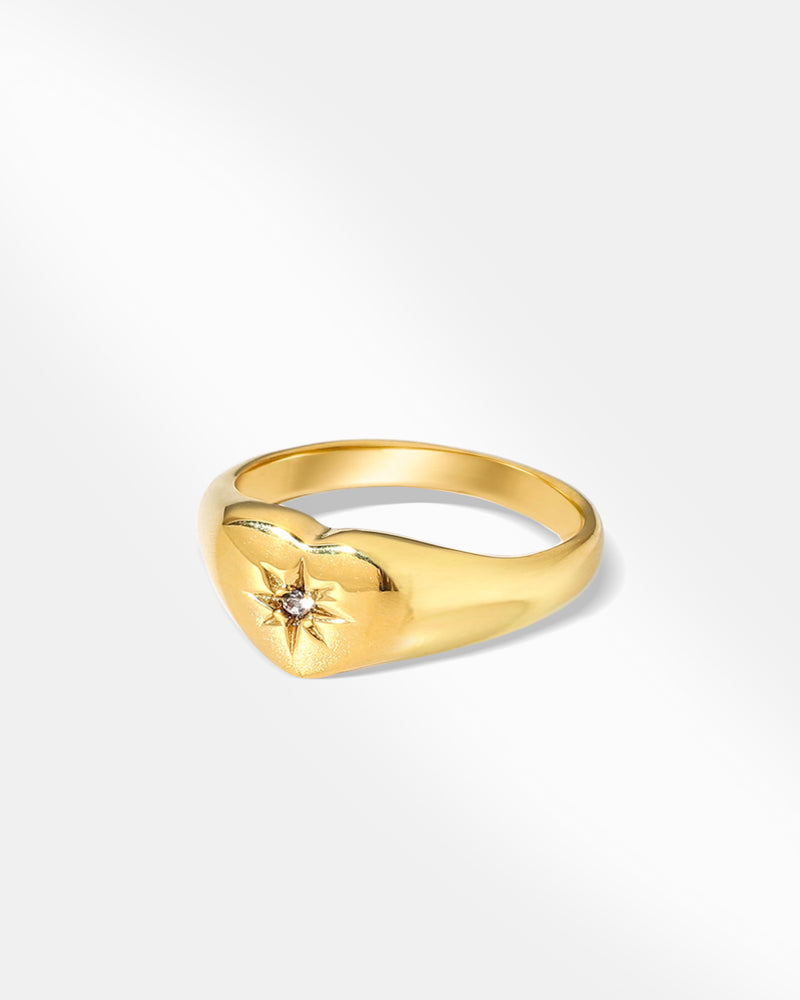 Gold Plated Heart Signet Ring