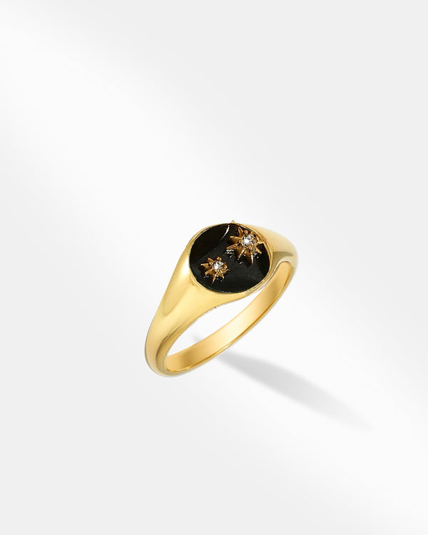 Star Gold Plated Signet Ring