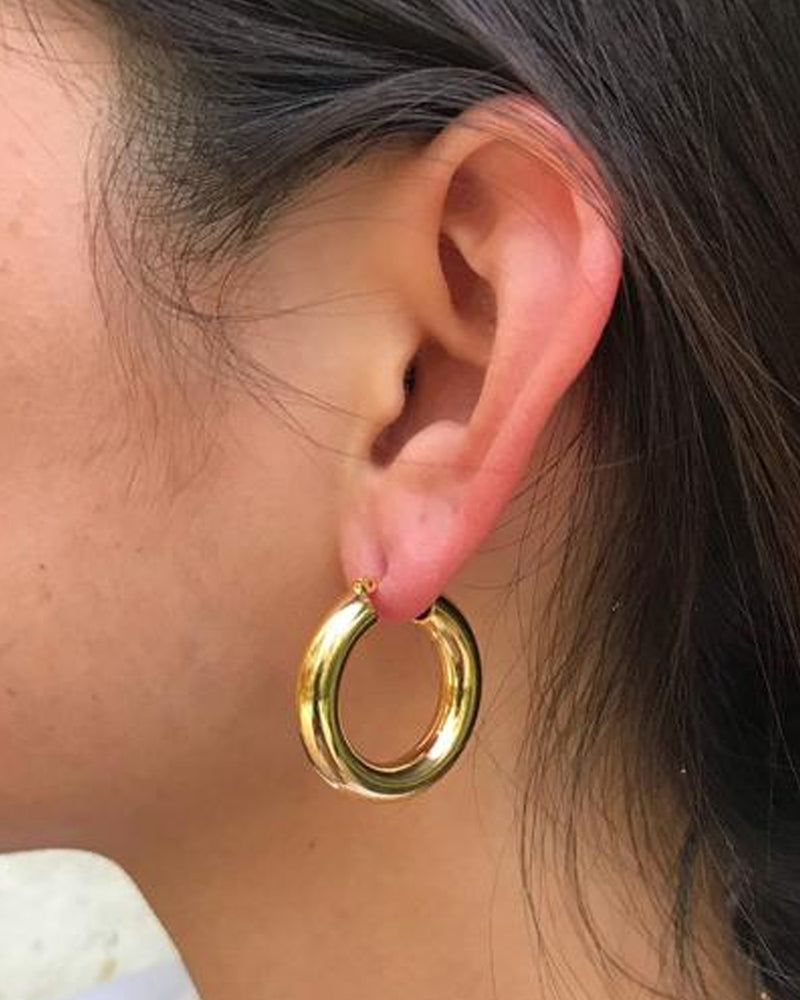 Medium Size Gold Hoop Earring-2