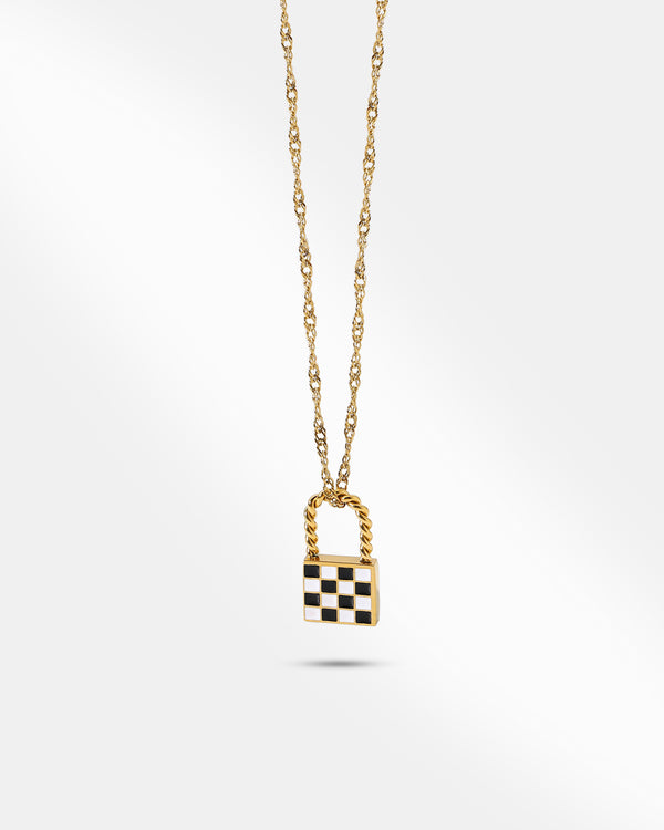 Gold Plated Checkerboard Pendant