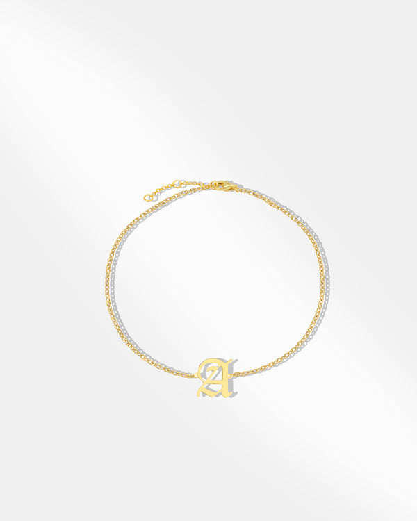 Initial Letter Bracelet in Gold Color