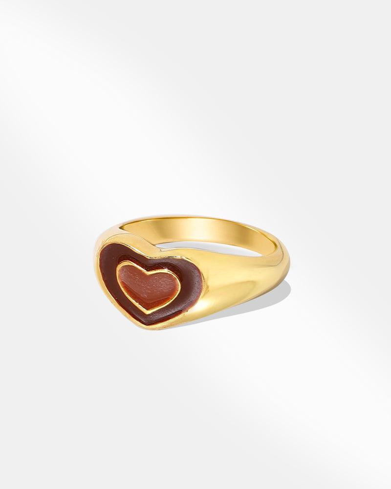 Gold Plated Mocha Heart Ring