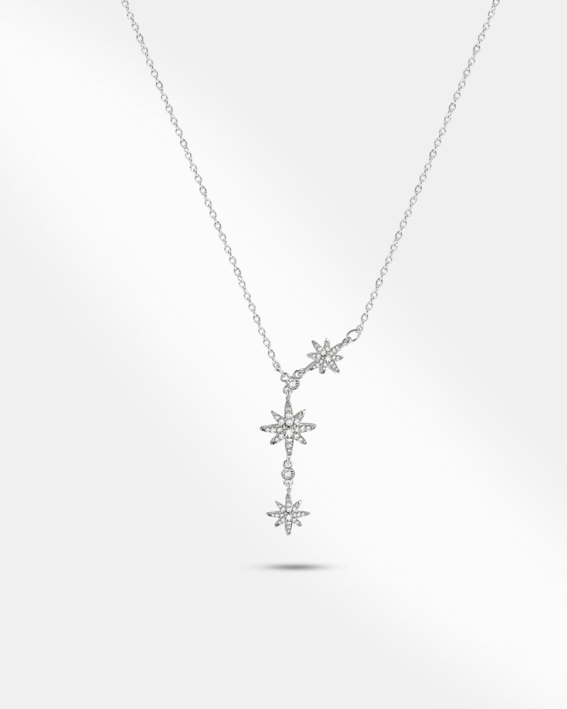 Cubic Zirconia Star Link Chain Necklace