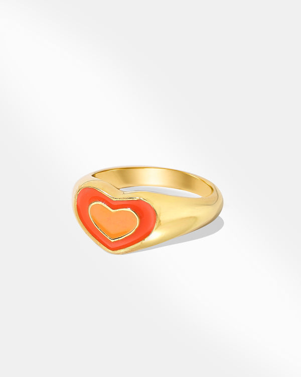 Gold Plated Signet Ring in Red Color