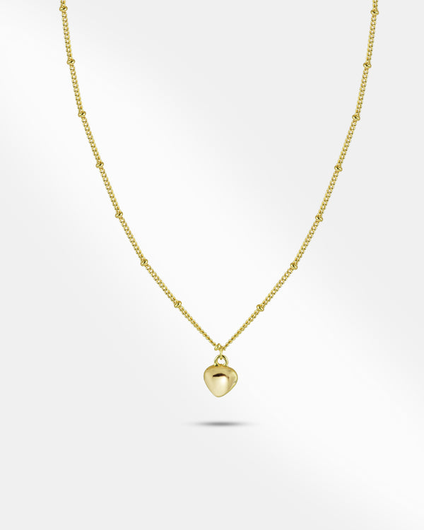 Gold Heart Pendant With Chain Necklace